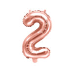 Folija balons ''2''. Rožu zelts.35cm