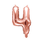 Folija balons ”4”. Rožu zelts.35cm