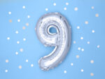 Folija balons ”9”. Sudraba.35cm - Image 2