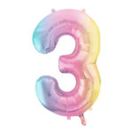 Folija balons ”3”. Varavīksne.86cm