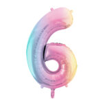 Folija balons ”6”. Varavīksne.86cm