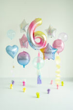 Folija balons ”6”. Varavīksne.86cm - Image 2