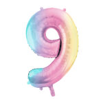 Folija balons ”9”. Varavīksne.86cm