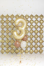 Folija balons ”3”. Zelta.86cm - Image 2