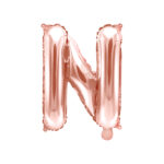 Folija balons ''N'', 35cm, rožu zelts
