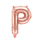 Folija balons ''P'', 35cm, rožu zelts