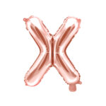 Folija balons ''X'', 35cm, rožu zelts